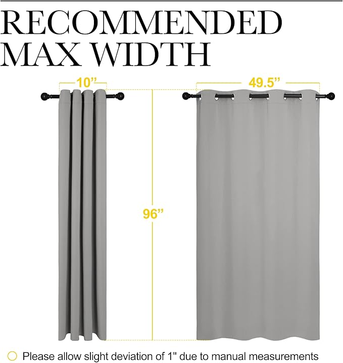 NICETOWN Silver Grey Room Darkening Curtain Panels 96" Long - Image 7