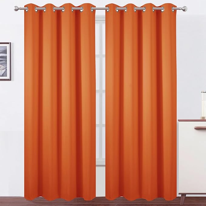 LEMOMO Blackout Curtains 52 x 90 Inch Long Orange Curtains Set of 2 Panels Room by Lemomo