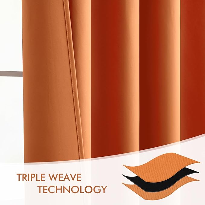 MIULEE Orange Back Tab Blackout Curtains 90 Inch Long 2 Panels Set - Image 7
