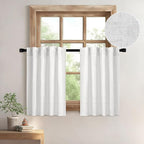 MIULEE White Curtains 36 Inch Length 2 Panels, Soft Thick Linen Textured Semi by MIULEE