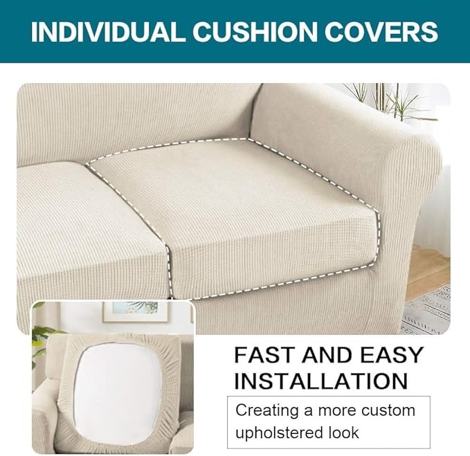 Turquoize 3 Piece Sofa Covers for 2 Cushion Couch Sofa Slipcover Soft Cover for - Image 5