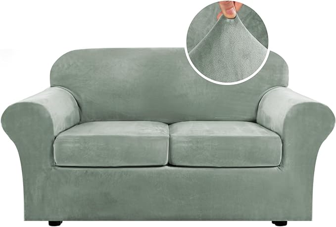H.VERSAILTEX Real Velvet Plush 3 Piece Stretch Sofa Covers Couch Covers by HVERSAILTEX