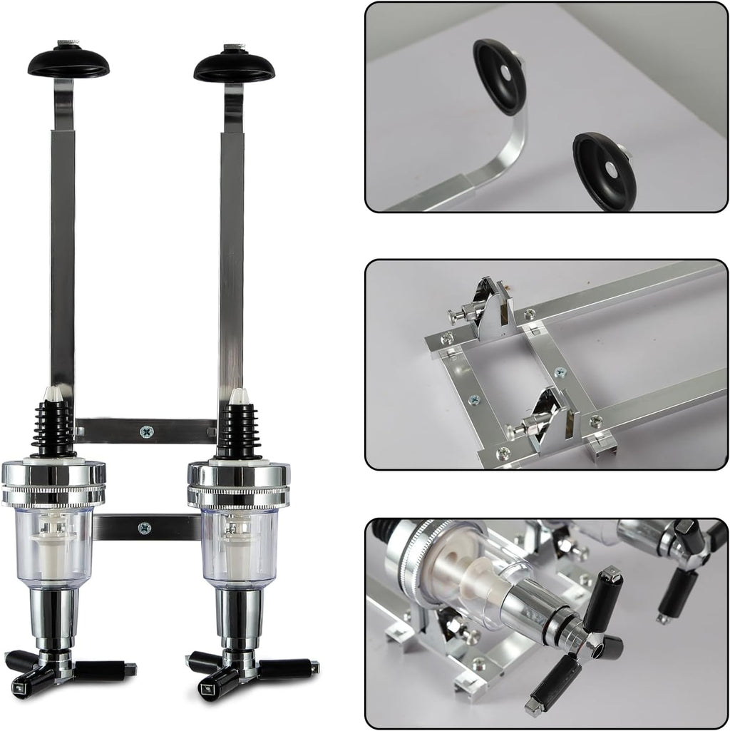 2 Bottle Wall Mounted Liquor Dispenser Bar Butler Bracket Solo Optic Spirit Wine Beer Alcohol Bottle Beverage Stand Revolving Nozzle Drinkware Set