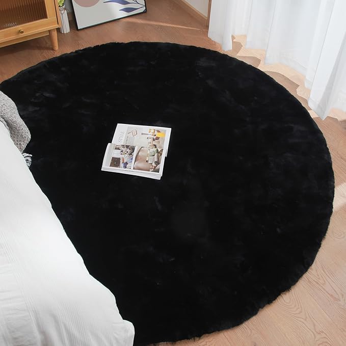 ORINOVA Black Rabbit Shaggy Fur Rug - Image 4