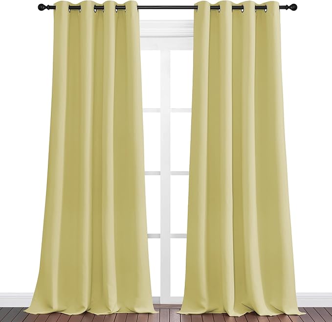 NICETOWN Paler Yellow Blackout Curtains 96" Long - Image 2