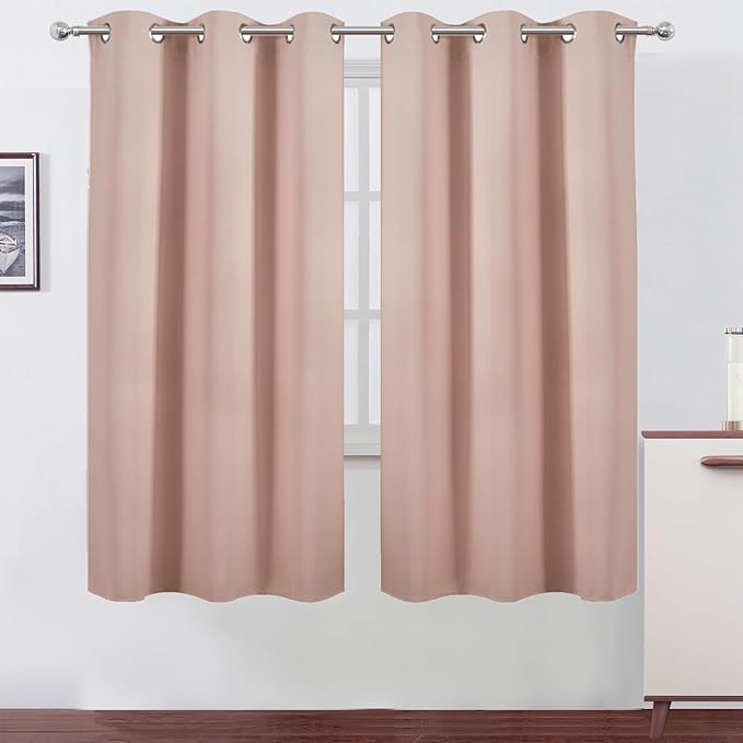 LEMOMO Blush Thermal Blackout Curtains/42 x 72 Inch/Set of 2 Panels Room by Lemomo