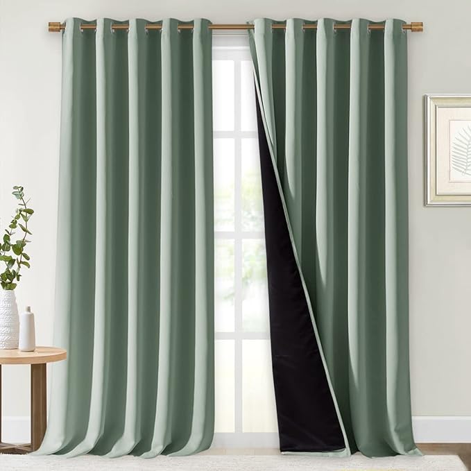 NICETOWN Full Shading Curtains for Windows, Super Heavy-Duty Black Lined by NICETOWN