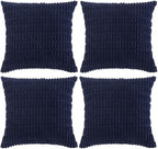 Fancy Homi 4 Packs Navy Blue Decorative Throw Pillow Covers 20x20 Inch by Fancy+Homi