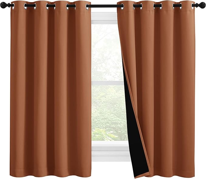 NICETOWN 100% Blackout Curtains 57 inches Long, Double-Deck Completely Blackout by NICETOWN