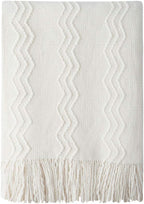 BOURINA Off White Throw Blanket 60x80 Inches Throw Textured Solid Soft Sofa by BOURINA