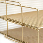 BLU MONACO | Paper Tray Stackable Gold Mesh Set of 2 | Stackable File Trays for Desk Organization | Tiered Desk Organizer with Metal Letter Trays