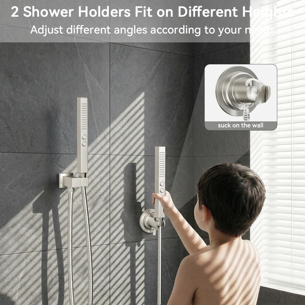 Shower Faucet Set Shower System Brushed Nickel, Push Button Diverter
