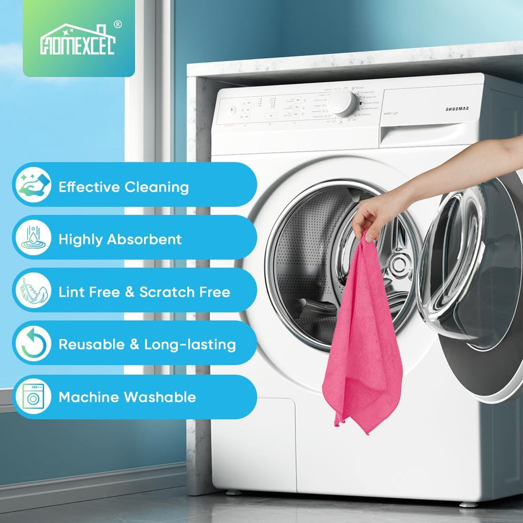 HOMEXCEL 50PK Microfiber Cleaning Cloth, Cleaning Rag for Home, 11.5x11.5in