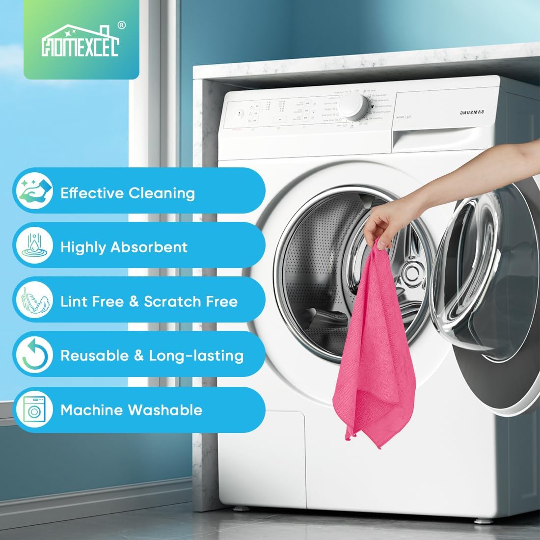 HOMEXCEL 50PK Microfiber Cleaning Cloth, Cleaning Rag for Home, 11.5x11.5in