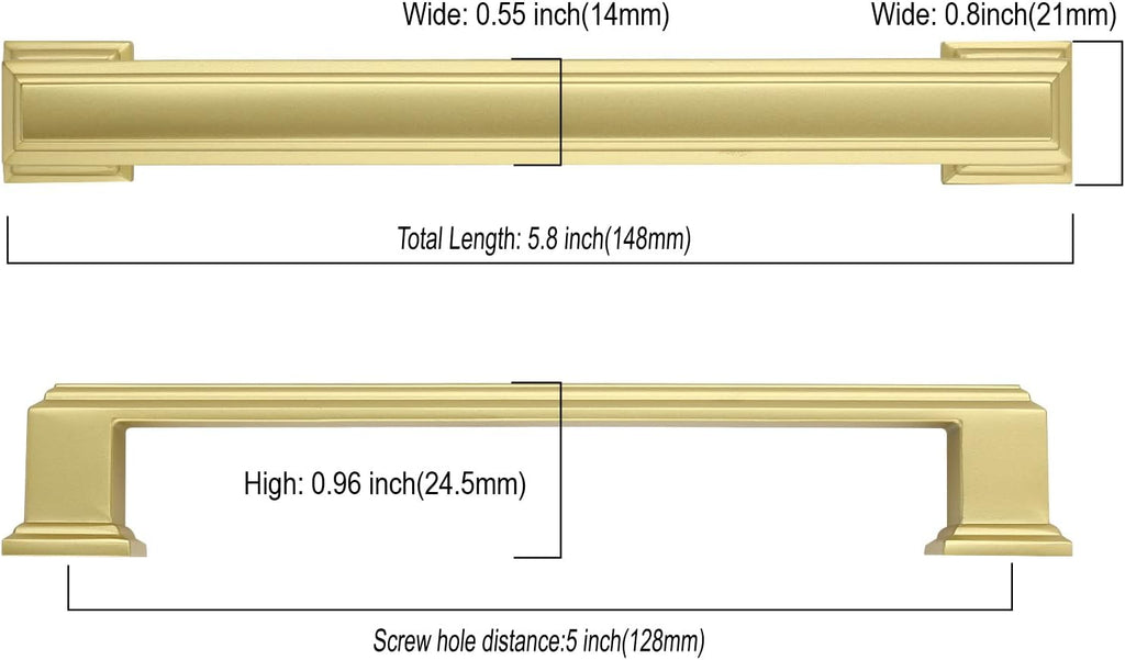 Asidrama 10 Pack 5 inch Brushed Gold Kitchen Cabinet Handles