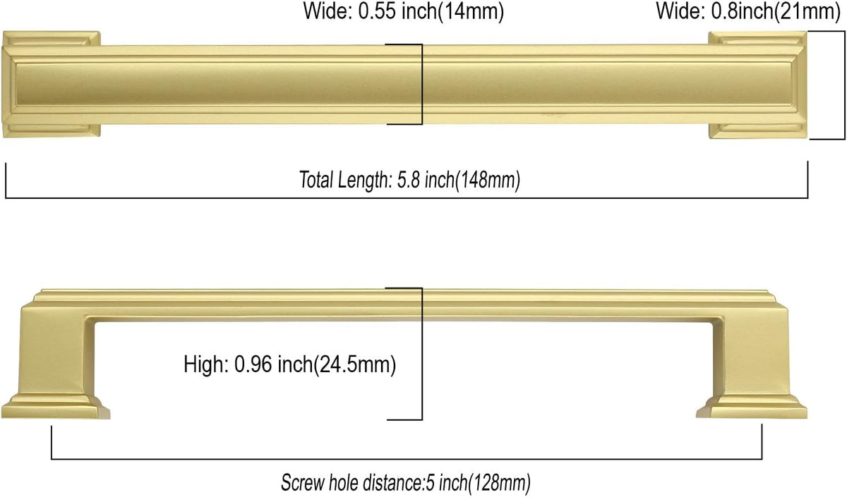 Asidrama 10 Pack 5 inch Brushed Gold Kitchen Cabinet Handles