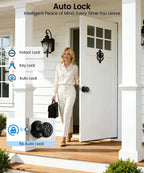 Smart Door Lock,Smart Keypad Door Knob with Lock,Bright Black