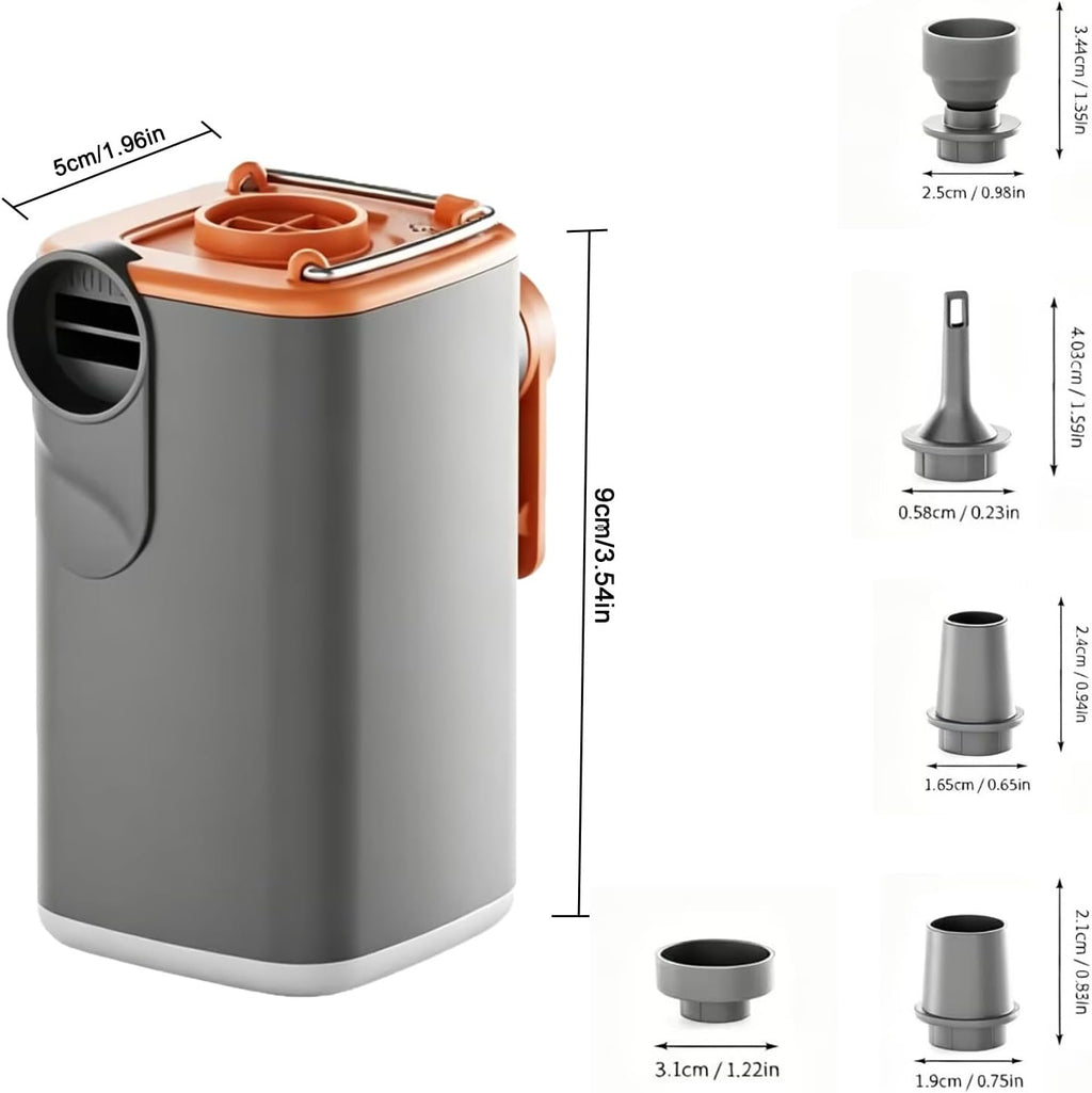 Mini Portable Air Pump 3in1 Rechargeable w/Lantern, Inflate/Deflate Pool Floats, Air Mattress, Camping Essentials, Pool Accessories, Compact, Long Battery, USB-C