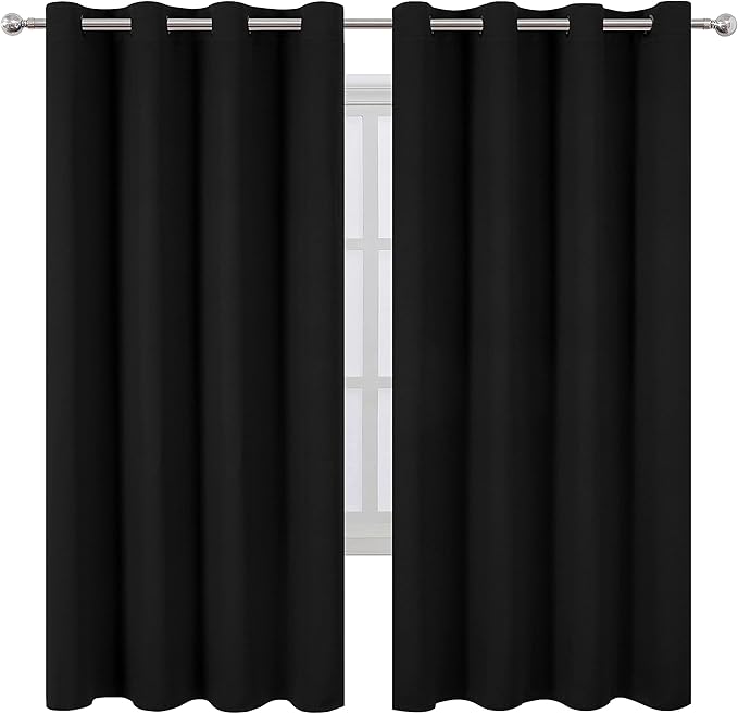 LEMOMO Black Thermal Blackout Curtains/52 x 72 Inch/Set of 2 Panels Room - Image 2