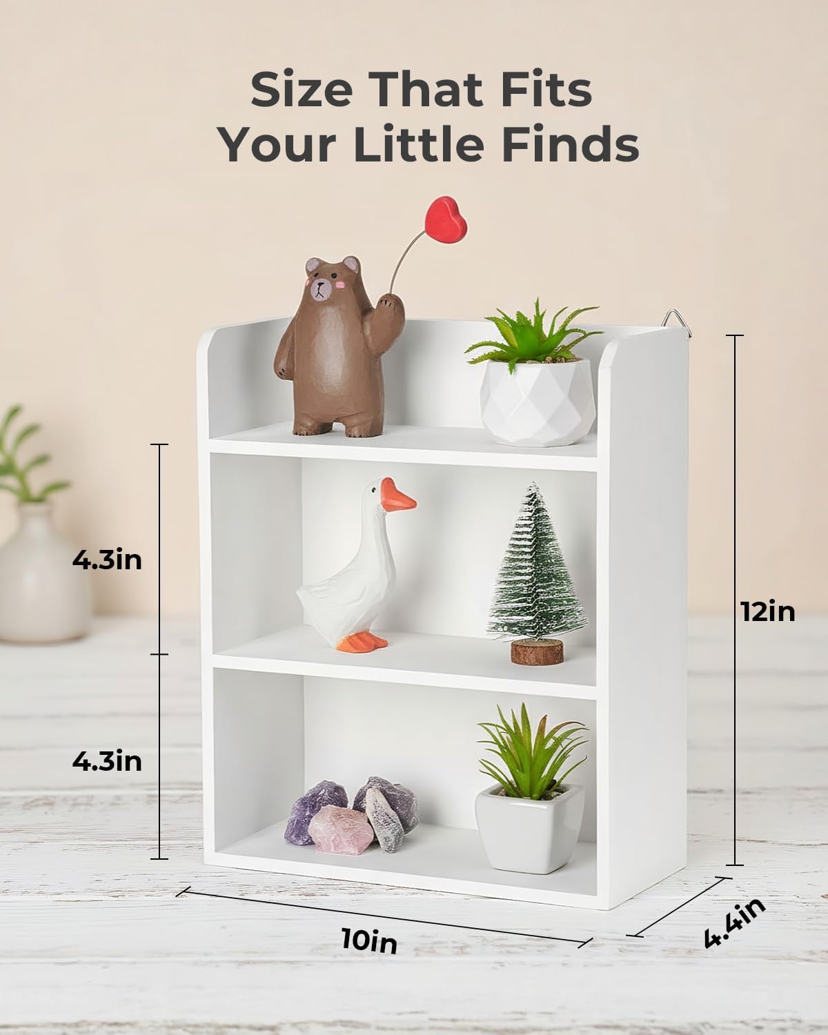 10"x 12" Small Trinket Display Shelf Shadow Box, White