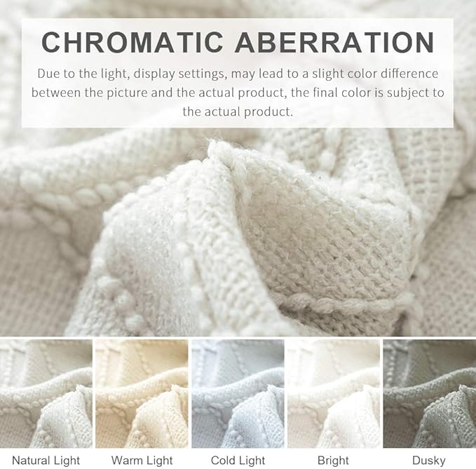 BOURINA Beige Throw Blanket 60x80 Inches Throw Textured Solid Soft Sofa Throw - Image 7