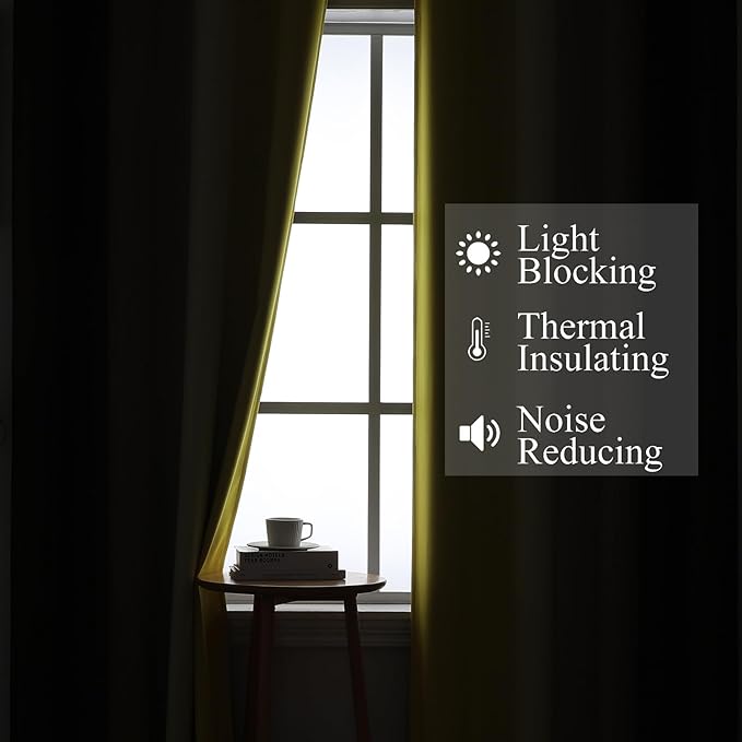 Estelar Textiler Brown and Yellow Blackout Curtains 45 Inch Length, Full Light - Image 3