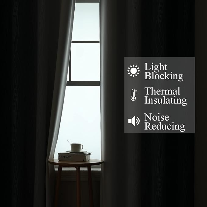 Estelar Textiler Grayish White and Navy Blue Blackout Curtains - Image 3