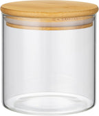 2PCS Small Glass Storage Jars with Airtight Lids,18 fl oz (550ml) Cute Clear Storage container with bamboo Lid,Glass Pantry Canister for Beans, Rice,Sugar,Cookie Coffee (N-Clear-2PCS-18FL OZ/550ML)