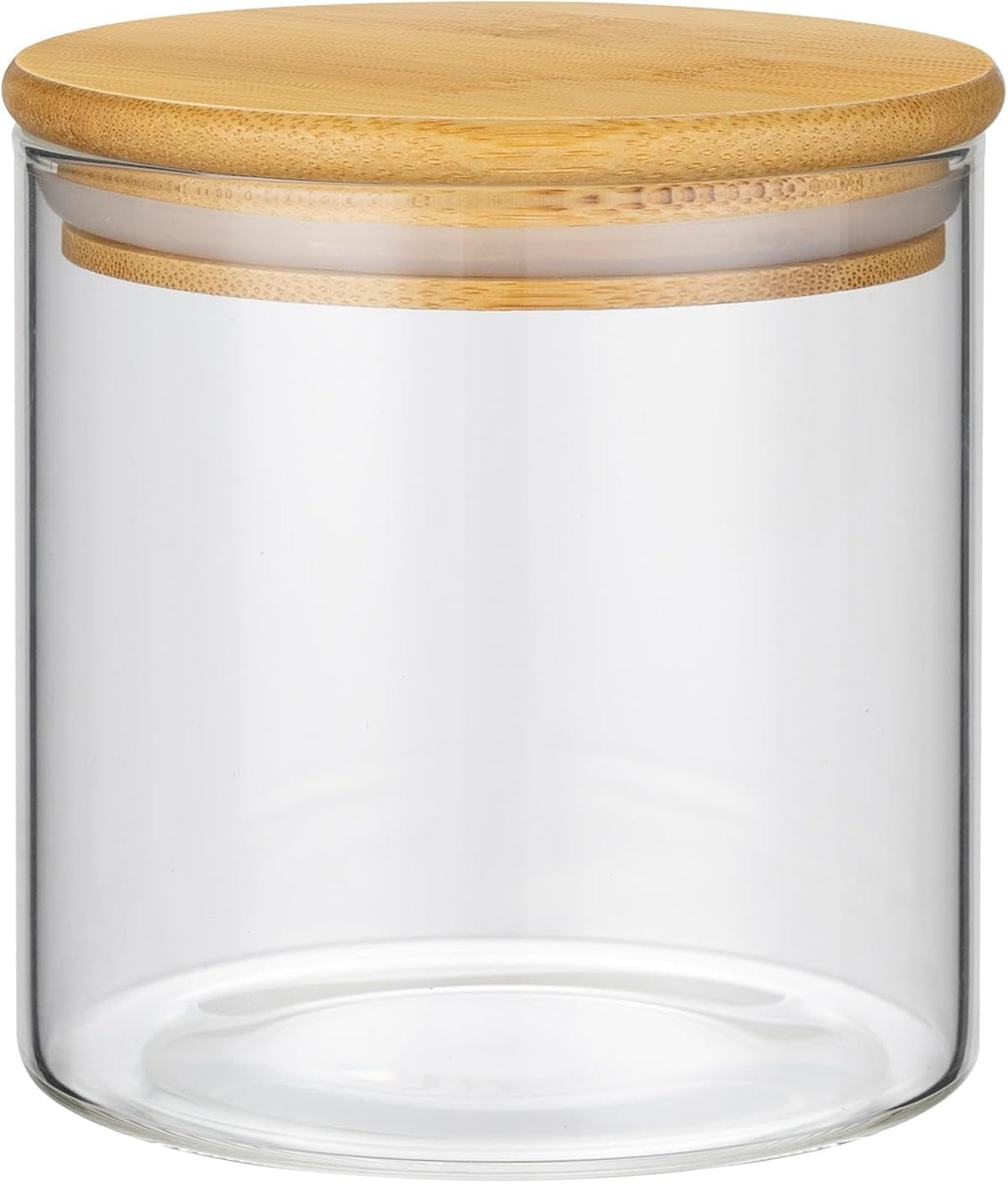 2PCS Small Glass Storage Jars with Airtight Lids,18 fl oz (550ml) Cute Clear Storage container with bamboo Lid,Glass Pantry Canister for Beans, Rice,Sugar,Cookie Coffee (N-Clear-2PCS-18FL OZ/550ML)