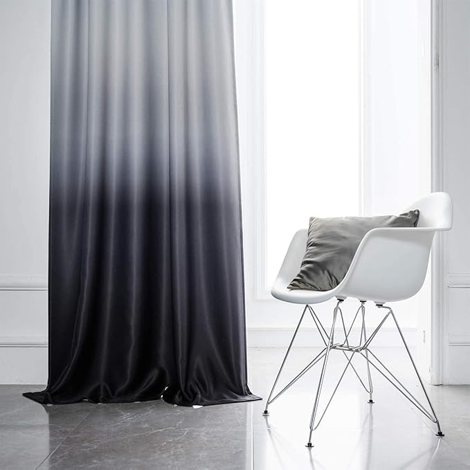 SimpleHome Gradient Color Ombre Room Darkening Curtains Blackout Black Thermal - Image 2