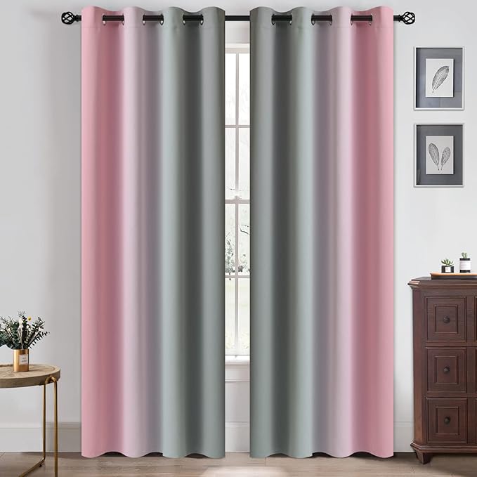 Yakamok Ombre Pink and Grey Curtains - Image 2