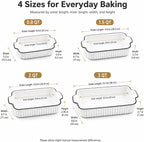 Ceramic Bakeware Set of 4, Deep Rectangular Casserole Dishes for Oven to Table, Non-Stick Lasagna Pans with Handles, Stackable Baking Pans for Family Dinners & Housewarming Gift