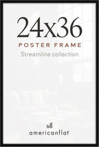 Americanflat 24x36 Poster Frame - Slim Molding - Black