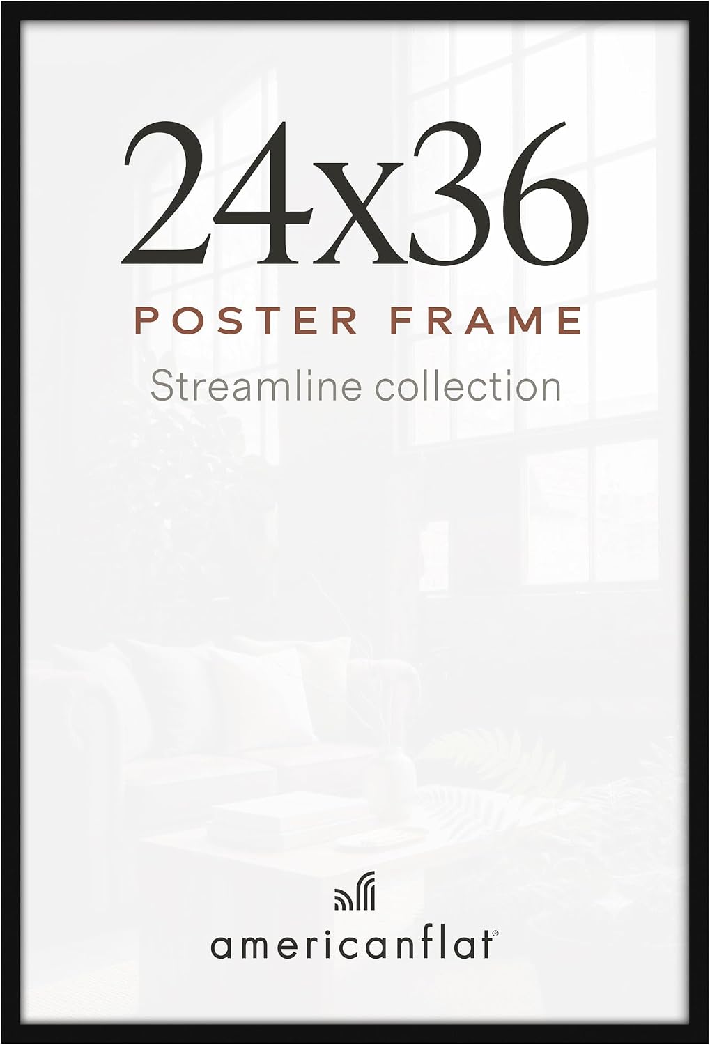 Americanflat 24x36 Poster Frame - Slim Molding - Black