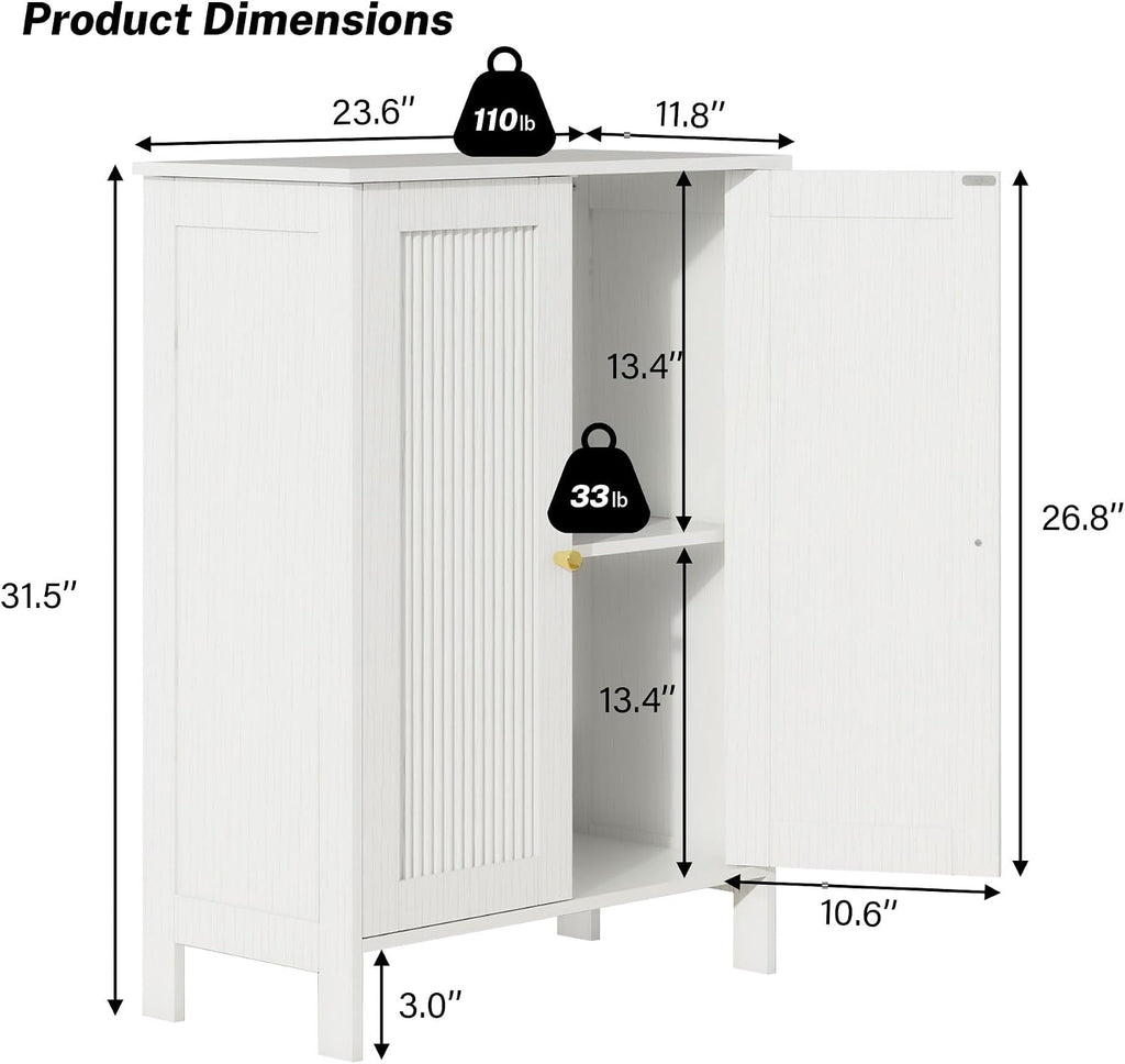 Bathroom Storage Cabinet with Doors, Freestanding Storage Cabinet