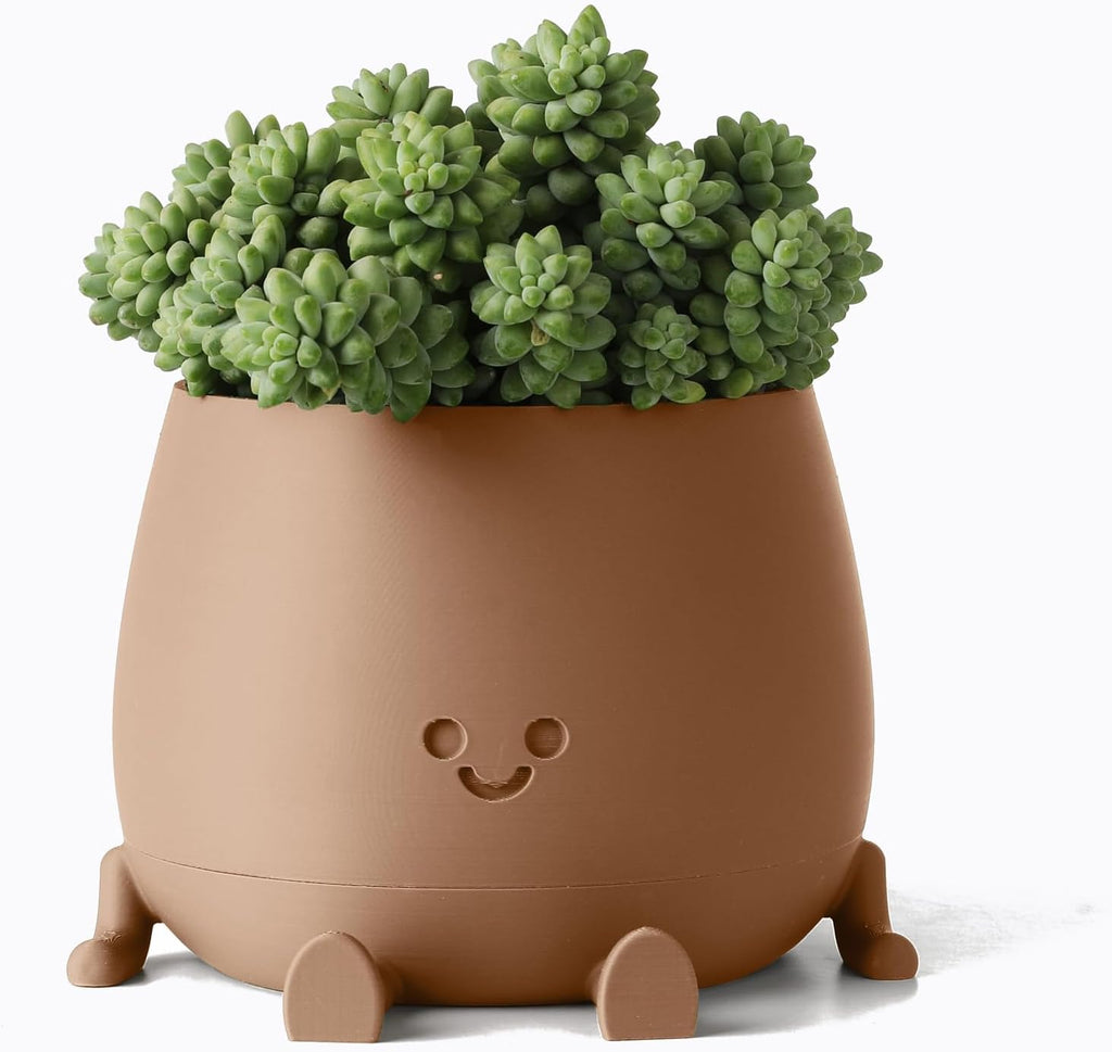 TOPOLA 5.2 Inch Hydroponic Happy Face Planter with 3 Interchangeable Grow Baskets, Water Culture Pot for Pothos, Lucky Bamboo & Plant Propagation, Decorative Desktop Planter for Home & Office, Sakura