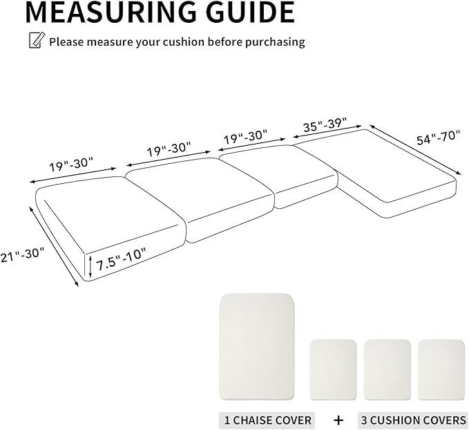 Easy-Going Stretch 4 Pieces Couch Cushion Covers - Image 2