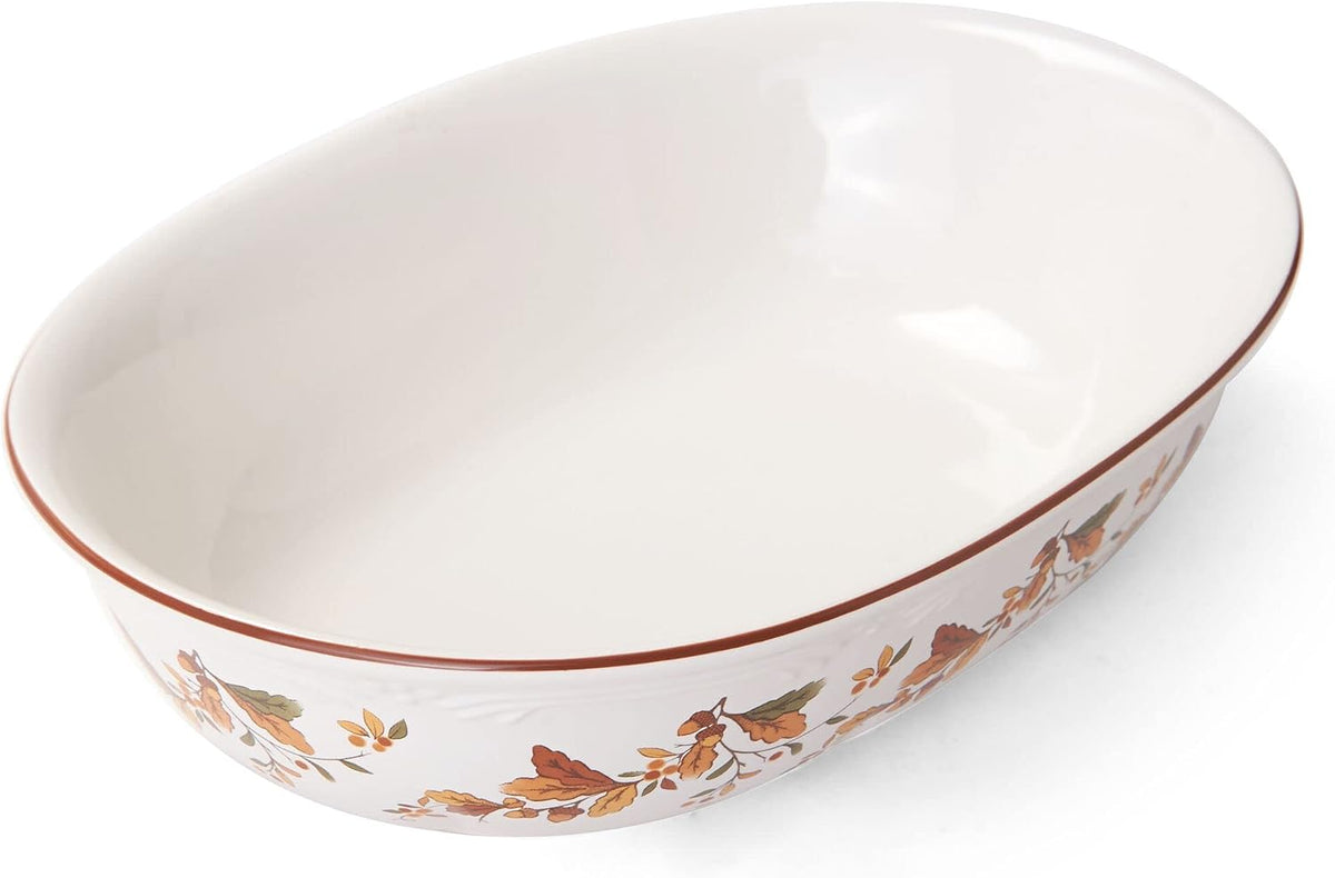 Pfaltzgraff Autumn Berry Oval Vegetable Bowl, white, 11 inches