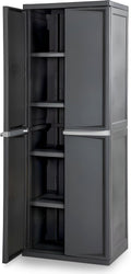 Sterilite 4 Shelf Cabinet, Lockable Utility Storage, Gray