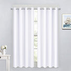 Yakamok Pure White Curtains 45 Inch Length, Grommet Top Small Window Drapes by Yakamok