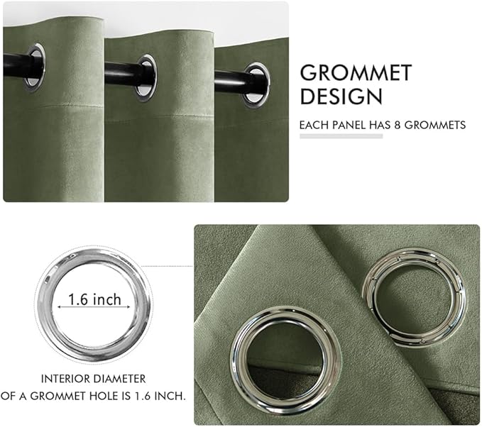 MIULEE Sage Green Elegant Grommet Curtains Polyester Thermal Insulated - Image 2