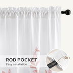 HOMEIDEAS Non-See-Through Pink and White Privacy Sheer Curtains 52 X 63 Inch - Image 5