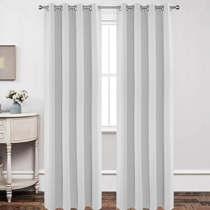 Joydeco White Curtains 95 Inches Long 2 Panels Set, Thermal Insulated Long by JOYDECO