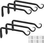 WORTH 6-Pack 7" Plant Hanger Bracket, Forged Iron Black Hanging Hooks