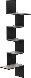 Furinno Rossi 5-Tier Corner Floating Shelves for Wall, French Oak