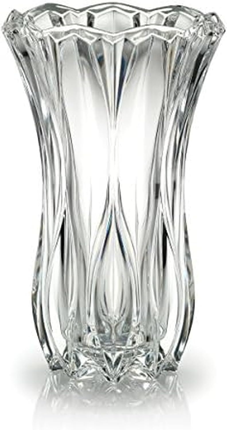 Celebrations by Mikasa Blossom Crystal Vase 12 Inch - Sculpted Flower Design for Fresh Bouquets, Home Decor, Centerpieces - Traditional and Contemporary Style