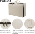 2 Pack Cotton Storage Bags for Duvets, Blankets, Soft Blanket Organizer Bag