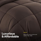 Twin Comforter Set with Sheets - 5-Piece Bedding Collection - 1 Comforter, 1 Fitted Sheet, 1 Flat, 2 Pillowcases - Deep Pocket - Soft & Premium Quality - Ideal for All Seasons, Chocolate Brown