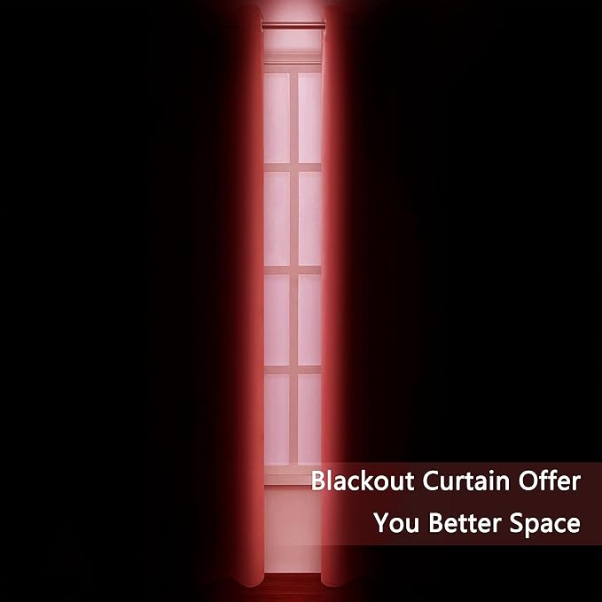 LEMOMO Blackout Curtains 52 x 84 inch/Bright Red Curtains Set of 2 - Image 3