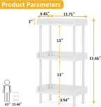 Hosfais 3 Tier Wood Bookcase Industrial Bookshelf with Edge Protection Metal Standing Book Shelves Display Book Rack for Living Room Bedroom Home Office (White)